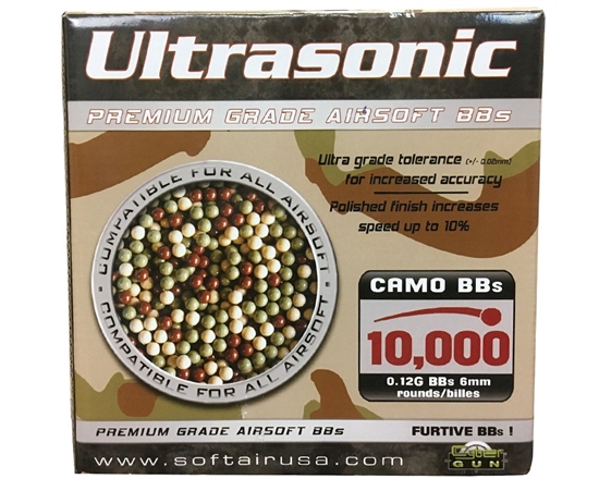 Ultrasonic Premium Grade Camo .12g Airsoft BB's - 10,000 Rounds (799914)