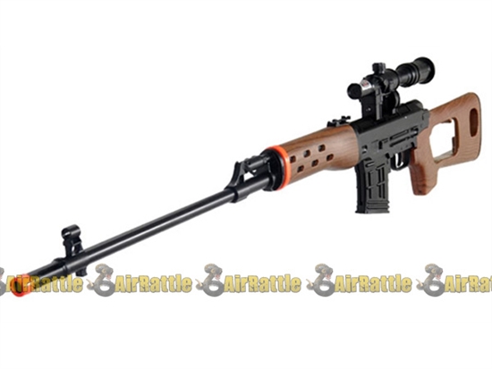 UKARMS Spring Dragunov SVD Airsoft Sniper Rifle w/ Laser and Flashlight ( Wood )