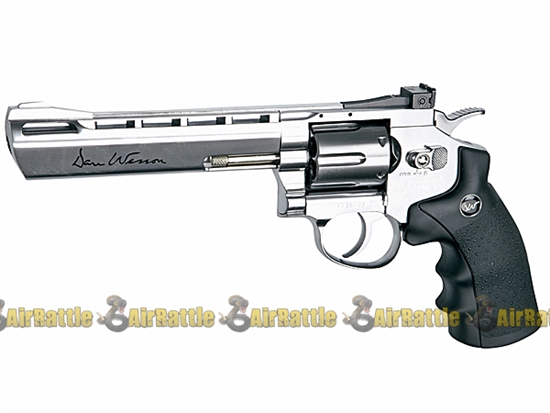 Full Metal Dan Wesson WG 6" 4.5mm (NOT AIRSOFT) CO2 Airgun Revolver - Licensed By ASG Chrome