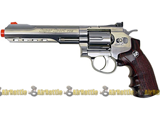 WinGun 702S Airsoft Revolver WG CO2 Gas Gun 6" Barrel SILVER Pistol