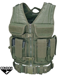 Condor Elite Tactical MOLLE Vest w/ Velcro Pouches and Belt Sizes: M/L/XL ( OD GREEN )