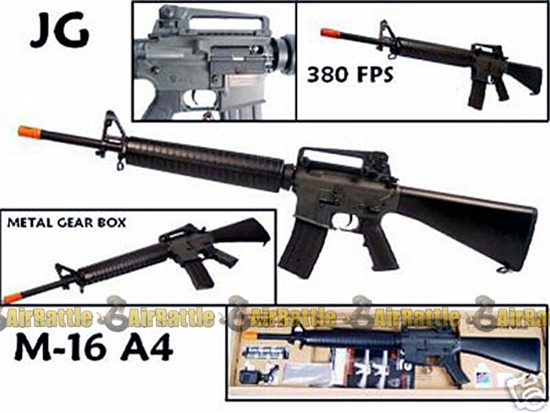 410 FPS JG Enhanced M16-A2 Metal Gearbox AEG Airsoft Gun f6607
