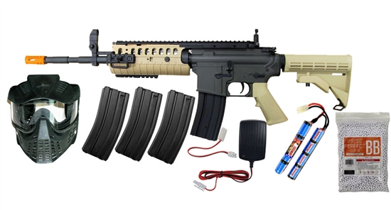 F6613-TAN-PKG, Starter Package - JG M4 S-System AEG Airsoft RIS Rifle 2014 Version ( TAN ), Package, Starter, JG M4, S-Sysytem, AEG, RIS