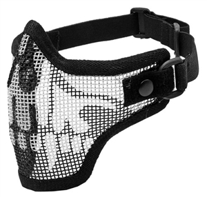 Half Face Metal Mesh Tactical Lower Face Airsoft Mask For Use With Goggles ( Black Skull )