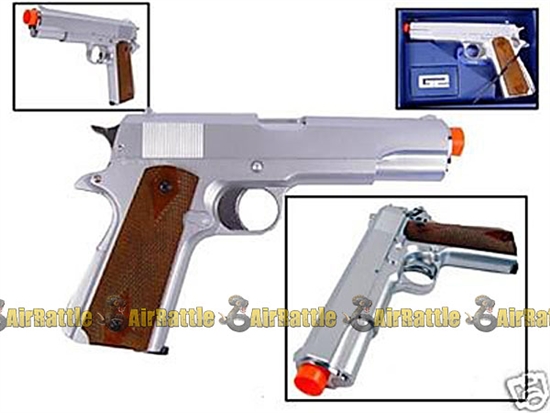 HG-121S .45 Silver Gas 1911 Airsoft Hand Gun Semi Auto Pistol
