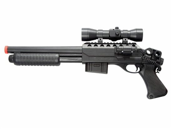 TSD M47A4 Spring Pump Action Airsoft Shotgun w/ Pistol Grip & Tactical Accessories