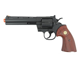Wood TSD 6" Barrel Gas Airsoft Revolver .357 MAGNUM Pistol 6 Shooter Guns W/ Shells