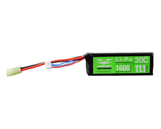 Valken 11.1v 1600mAh 20C Mini Brick LiPo Airsoft Battery (48214)