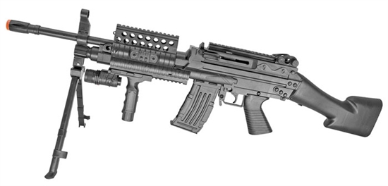 MK46 Spring Action RIS Airsoft Rifle w/ Flashlight Foregrip & Bipod
