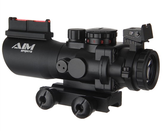 Aim Sports Rifle Scope - Recon Tactical Series - 4X32mm w/ Tri-Illumination w/ Fiber Optic (JTSFO432G-N)