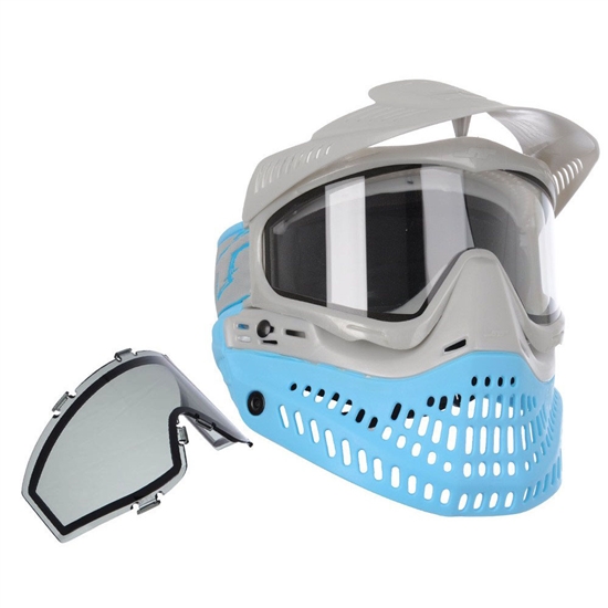 JT Tactical ProFlex Full Face Airsoft Mask w/ Thermal Lens - Blue/Silver