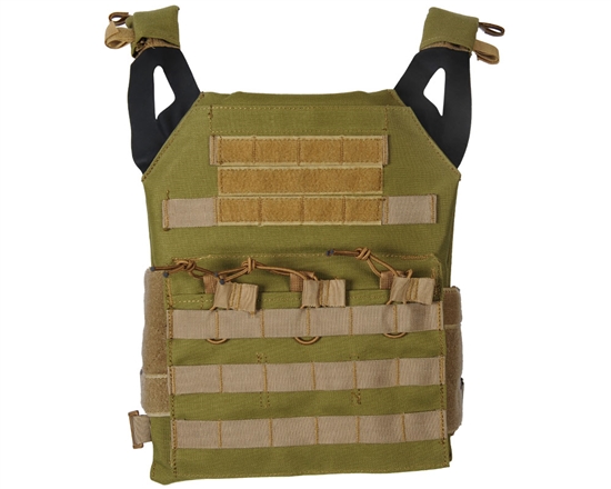 Defcon Gear Tactical Plate Carrier Airsoft Vest - Low Profile - Olive Drab/Tan