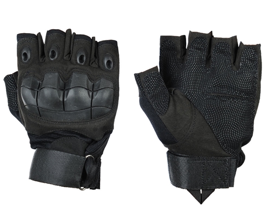 Warrior Airsoft Half Finger Flex Knuckle Gloves - Black