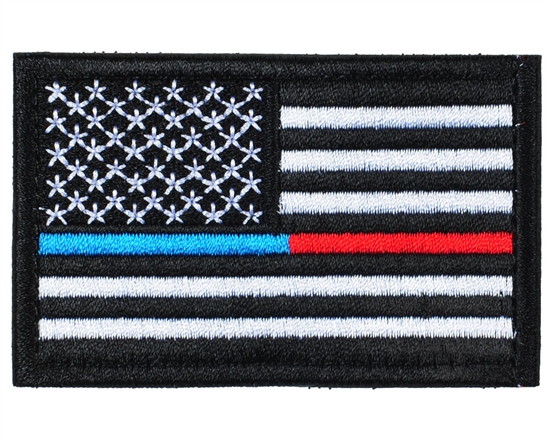 Warrior Airsoft Velcro Patch - US Flag - Blue & Red Line