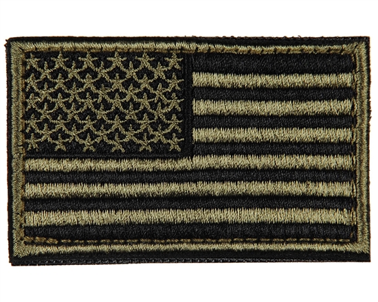 Warrior Airsoft Velcro Patch - US Flag - Olive/Black