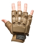 48726 V-Tac Half Finger Polymer Armored Tactical Gloves Tan Small X-Small