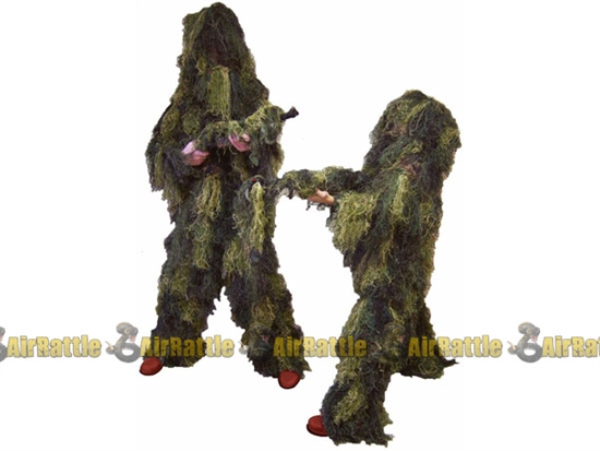 Real 4 PC Ghillie Suit Woodland Camo Use for Airsoft Snipers Gun Cover Included