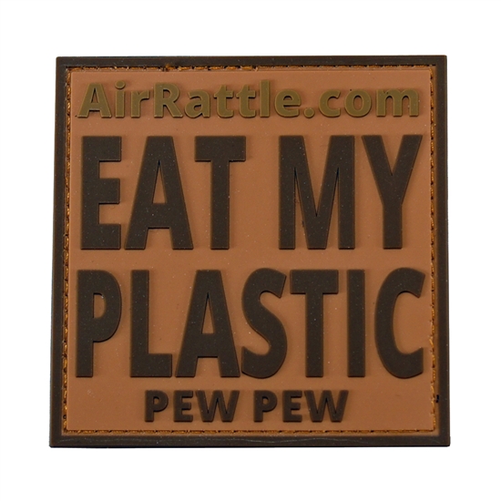AirRattle.com PVC Eat My Plastic Velcro Patch ( Tan )
