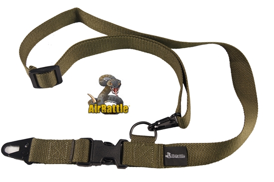 AirRattle Airsoft 1-Point / 2-Point 1.25" Nylon Adjustable Tactical AEG Sling OD Green