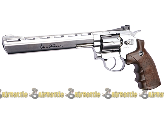 Full Metal Dan Wesson WG 8" 4.5mm (NOT AIRSOFT) CO2 Airgun Revolver - Licensed By ASG Chrome
