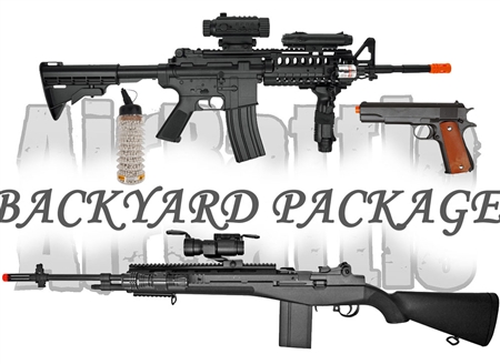 AirRattle Backyard Package - Wells M4A1, G13 Metal Spring Pistol & AGM M14 RIS Rifle