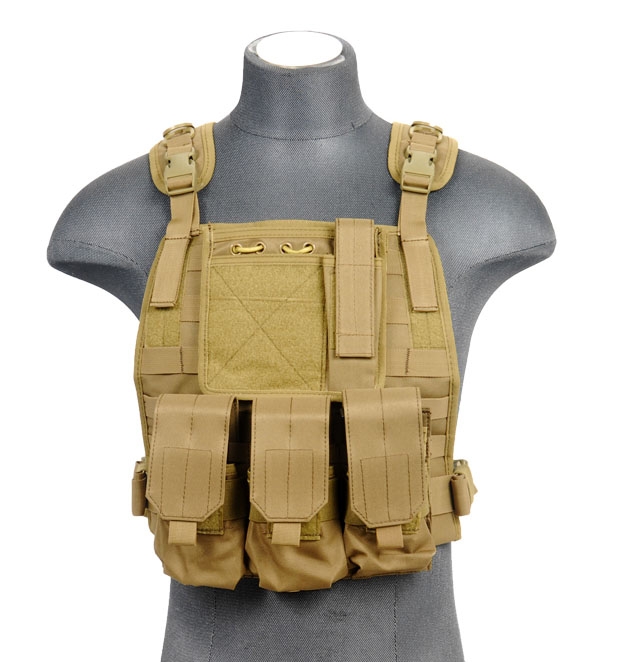 Lancer Tactical Airsoft Molle Plate Carrier w/ Pouches, Velcro & Drag ...