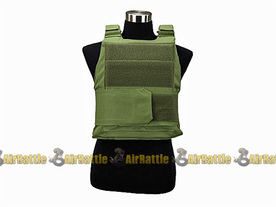 Defcon Tactical Body Armor Airsoft Velcro Vest w/ Plates OD Green