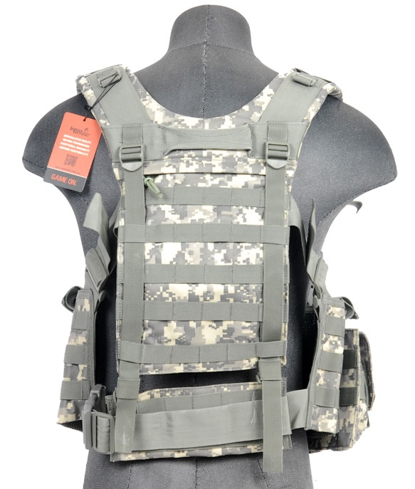 Lancer Tactical M4 Chest Harness MOLLE Rig w/ 11 Pouches and Hydration ...