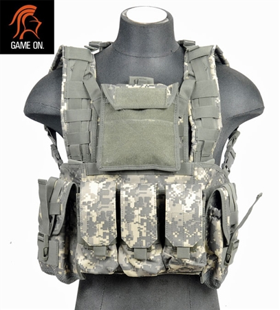 Lancer Tactical Airsoft Molle Modular Chest Rig w/ Removable Hydration Pouch ( ACU )
