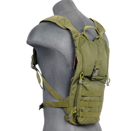 Lancer Tactical Hydration Pack w/ MOLLE Webbing, Acess Panel, & Utility Pouch ( OD Green )