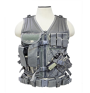 CTV2916D NcStar Tactical Cross Draw Vest w/ Pistol Holster & Pouches  ( ACU )