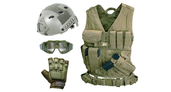 CV-001-PKG, Operator Package - Condor Tactical Crossdraw Assault Vest ( OD Green ), Package, Starter, OD Green, Vest, Crossdraw,