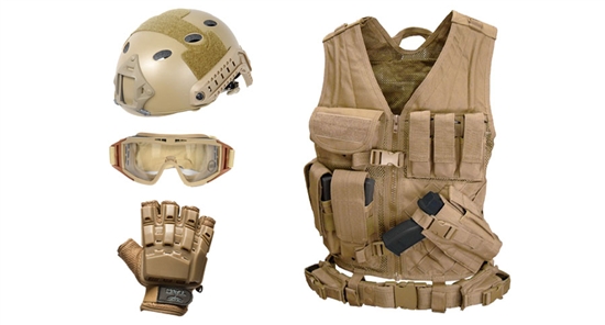 CV-003-PKG, Operator Package - Condor Tactical Crossdraw Assault Vest ( TAN ), Package, Starter, Black, Vest, Crossdraw,
