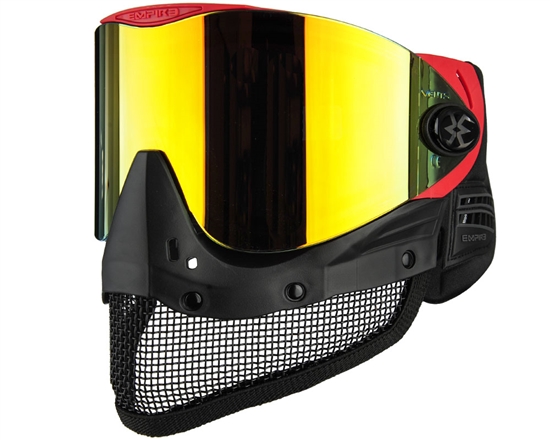 Empire Tactical E-Mesh Full Face Airsoft Mask - Red w/ Fire Mirror Lens