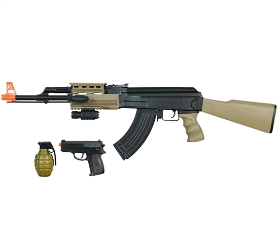 CYMA AK-47 Tactical Airsoft AEG Gun w/ Pistol & BB Grenade ( Tan )