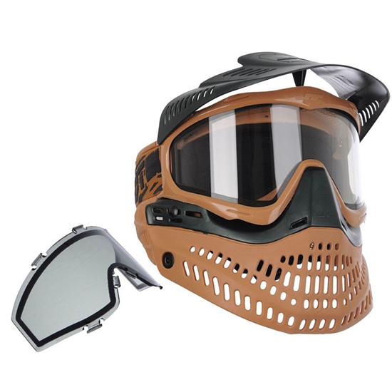 JT Tactical ProFlex Full Face Airsoft Mask w/ Thermal Lens - Black/Brown