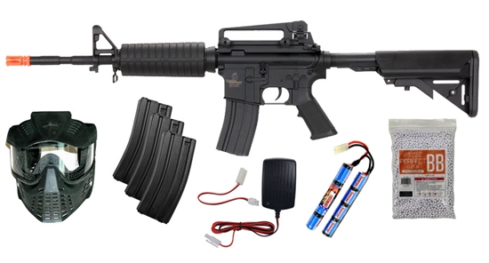 LT-03B-PKG, Starter Package - Lancer Tactical M4A1 Carbine AEG Airsoft Gun W/ Metal Gearbox, Package, Starter, Lancer Tactical M4, AEG, RIS, Dboys