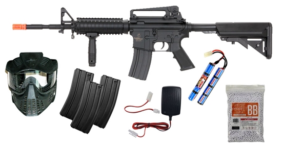 LT-04B-PKG, Starter Package - Lancer Tactical M4 RIS Carbine AEG Airsoft Gun W/ Metal Gearbox, Package, Starter, Lancer Tactical M4, AEG, RIS
