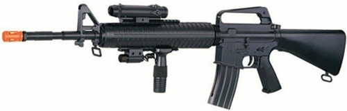 WellFire M16A3 Airsoft Rifle Spring Machine Gun w/ Laser
