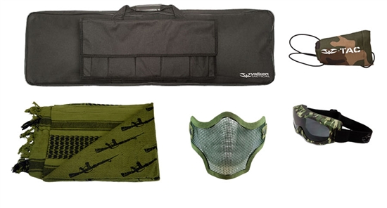 SAFETY1-PKG, Airrattle Custom 36" Safety Package ( OD Green ), barrel cover, shemagh, gun case, goggles, mask,