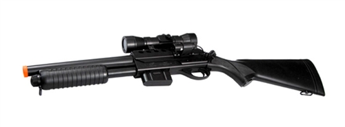 TSD M47A2 Spring Pump Action Airsoft Shotgun w/ Full Stock & Tactical Accessories