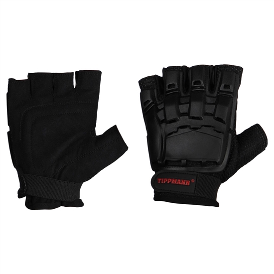 Tippmann Armored Half Finger Tactical Airsoft Gloves - Black