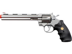 Silver TSD 8" Barrel Gas Airsoft Revolver .357 MAGNUM Pistol 6 Shooter Guns W/ Shells