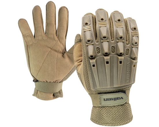 Valken Alpha Full Finger Polymer Armored Tactical Gloves - Tan
