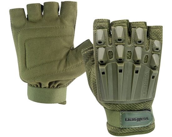 Valken Alpha Half Finger Polymer Armored Tactical Gloves - Olive