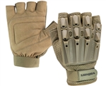 Valken Alpha Half Finger Polymer Armored Tactical Gloves - Tan