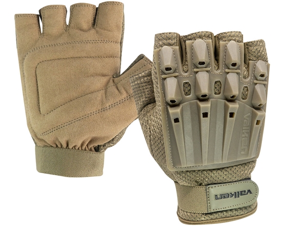Valken Alpha Half Finger Polymer Armored Tactical Gloves - Tan