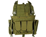 Defcon Gear Tactical 600 Denier Airsoft Vest - Commando Chest Rig - Olive Drab