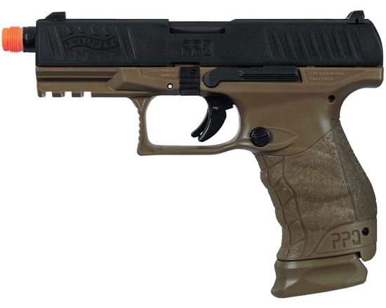 Walther PPQ Tactical Metal Slide Gas Blowback Airsoft Pistol By Umarex (Two-Tone Black/Tan)