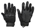 Warrior Airsoft Full Finger Carbon Knuckle Gloves - Black